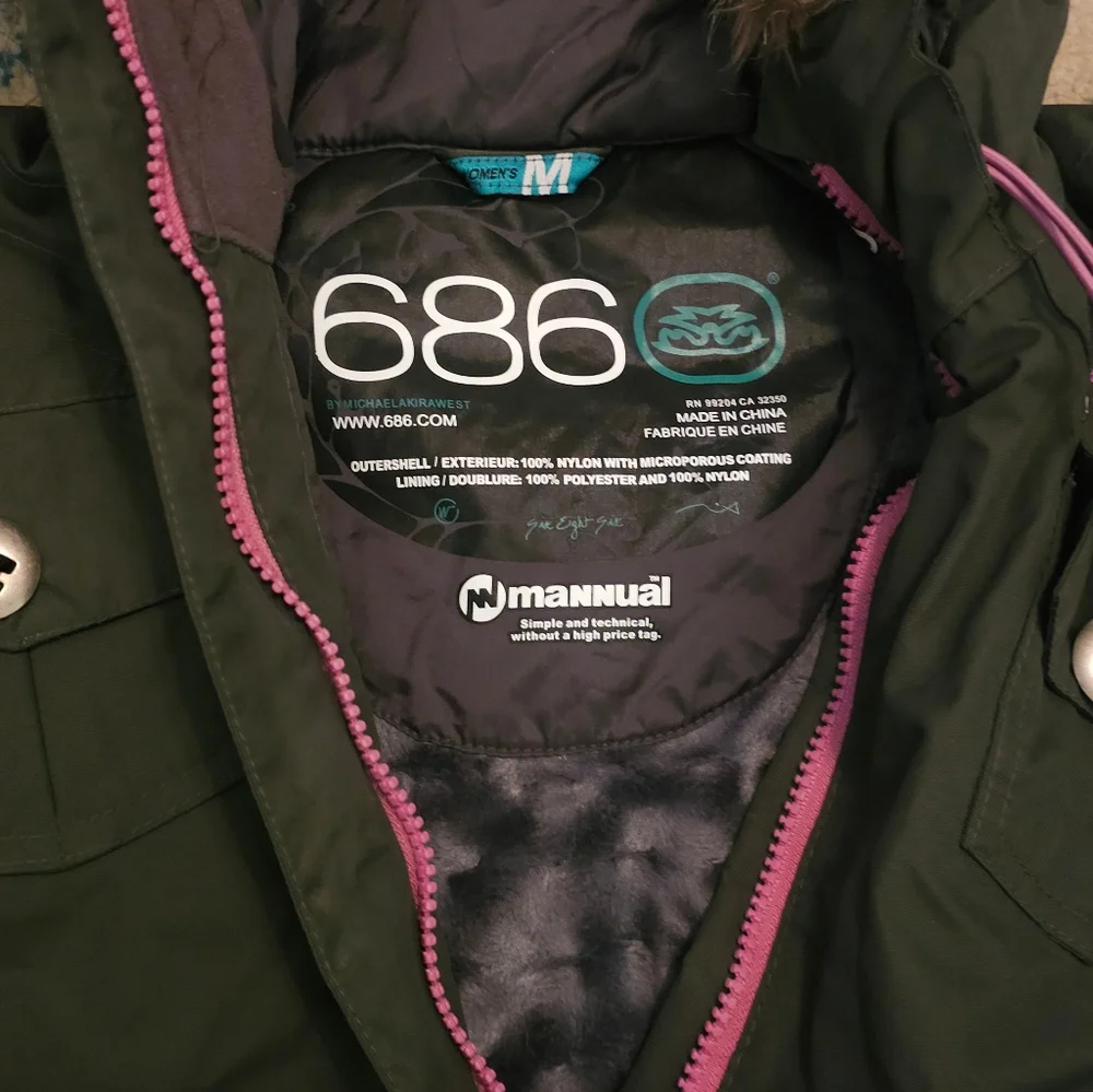 686 Six Eight Six Green and Pink Ski Snowboard Jacket - Medium - Picture 2 of 10